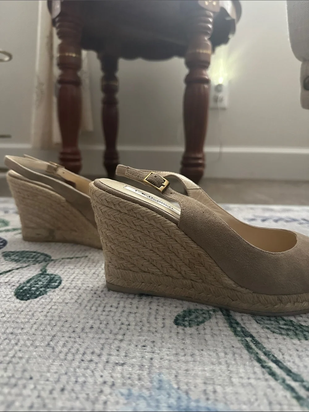 LK Bennett Taupe Suede Espadrille Slingback Pumps